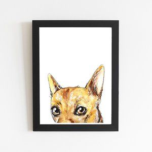 Potcake Pet Painting Watercolor Peek a Boo Portrait